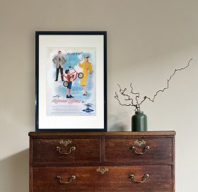 （包老孤品）1947年 DOW陶氏 手绘广告风格美版原版老广告海报页装饰画 带铝合金画框（约27X39cm）老家具摆件挂画