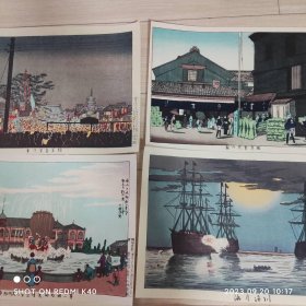 明治时期日本画长谷川画不同内容共六幅合售