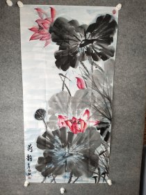 jtc007号国画写意花卉荷花 荷韵 138×68cm 作者：毛敏