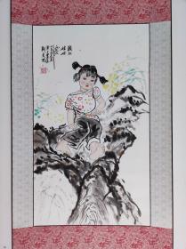 916号卷轴国画写意人物 陕北娃娃 画心尺寸39×67cm 作者：刘文西 一九九九年十月于长安 黄土画派 刘文西 参考出处2017-09-10 北京翰海拍卖公司 翰海四季（第95期）拍卖会 0128 刘文西 1999年作 陕北娃娃 镜心