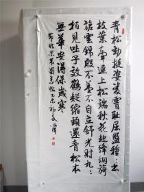 B15766号书法 节临米芾 蜀素帖 136×68cm 作者：杨作泽 河北省 廊坊市老年大学书法研究班学员 廊坊书法晋省展入展  青松劲挺姿，凌霄耻屈盘。种种出枝叶，牵连上松端。秋花起绛烟，旖旎云锦殷。不羞不自立，舒光射丸丸。柏见吐子效，鹤疑缩颈还。青松本无华，安得保岁寒。