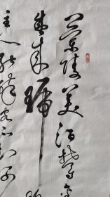 B40377号书法 李白 客中作 138×68cm 作者：李超敏，男，1968年生，安徽省 砀山县，10岁起开始临摹王羲之、颜真卿、欧阳询、怀素等名人字帖，并经常登门向书法大家求教，逐步形成自己的独特风格，从事书法教育，由中国硬笔书法协会、中国诗书画家网等联合举办第六届“羲之杯书法名家邀请赛”荣获“一等奖”。 兰陵美酒郁金香，玉碗盛来琥珀光。但使主人能醉客，不知何处是他乡。