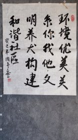 B40150号书法 环境优美关系你我他 文明养犬构建和谐社区 40×49cm 作者：周平安