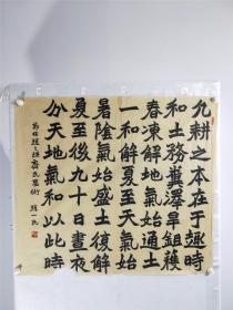 B16571号书法 节临赵之谦 齐民要术 70×72cm 作者：赵一民 中国书画研究会理事，中国老年书画家协会理事，湖北省书协会员，西南石油大学艺术院特聘书法教授。（左下角有一缺口）  凡耕之本,在于趣时和土,务粪泽,早锄早获。春冻解,地气始通,土一和解。夏至,天气始暑,阴气始盛,土复解。夏至后九十日,昼夜分,天地气和。以此时耕田,一而当五,名曰膏泽,皆得时功。