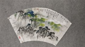 sh150号国画写意山水 他山青点点 81×37cm 作者：张善贵 男 1947年11月生 安徽省六安人 1987年毕业于无锡市书法艺术专科学校 同年考入苏州市工艺美术大学 现为中国书画家联谊会会员 六安市美术家协会会员 安徽省书法家协会会员 美术家协会会员