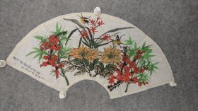 sh093号国画写意花卉梅兰竹菊 君子相会圆梦中国 58×23cm 作者：谭源英 第三届全国中老年创新书画大赛获奖