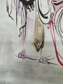 2132号卷轴国画写意人物杨贵妃 醉和春 画心61×34cm 作者：陈政明 侍儿扶起娇无力,始是新承恩泽时。金屋妆成娇侍夜,玉楼宴罢醉和春。庚申年夏月写贵妃醉酒于汕岛 政明 刘旦宅藏印 出处：1986年 桂林无线电一厂挂历月历 恭贺新禧 陈政明页面