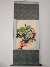 70号卷轴国画牡丹 画心69×46cm 作者：刘嘉 藏
