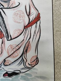 2168号卷轴国画写意禅意画人物大财主 财福双全 画心62×33cm 作者：石僧 财福双全 壬寅端午节 光州石僧作  石僧，原名姜兆兴，别署石僧，哑石山房主人，1976年生，祖籍青岛崂山，现居莱州。善泥塑，临习油画二十余年，近年转习国画，为琅琊近僧先生入室弟子。