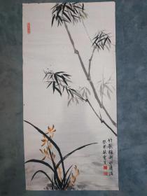 B44054号国画竹 兰竹图 竹影横斜水清浅 52×99cm 作者：孙云生