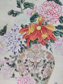 1074号卷轴国画工笔画写意花卉清供图 画心尺寸46×169cm 作者：梅兰芳