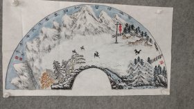 sh260号国画写意山水雪景 雪域惊蛰 和谐家园 70×40cm 作者：李美廉（李然），北京人。现为中国古汉语学会会员，中国国学研究会研究员，中国老年书画研究会创研员，中国老年书画学会会员等。曾聘为中国现代文艺出版社书画院艺委会委员，书法报社签约书画家，中国书画导报签约书画家