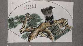 sh246号国画写意鹰 松鹰 高瞻远瞩 105×69cm 作者：孙甲仁 字奋之 1922年10月生 浙江省建德市人 严州师范学校附属小学退休教师，曾荣获杭州市优秀教师称号。建德老年电大优秀学员 、梅城老年学校优秀学员 曾被授予“中华和谐艺术之星”“国艺书画名家”等荣誉称号