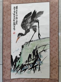 2123号卷轴国画写意花鸟鱼鹰 溪上青山独自看 画心65×34cm 作者：伯揆 溪上青山独自看 庚子清明于京都 伯揆写意 出处：「艺惠藏」著名画家伯揆写意花鸟画笔墨酣畅淋漓，气韵生动