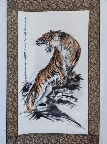 744号卷轴国画写意虎 虎啸深山 画心38×66cm 作者：蔡鹤汀 出处2010-07-03 下午秦宝斋拍卖公司 2010年夏季艺术品拍卖会 0278 蔡鹤汀 虎啸深山 镜框 著录 《近现代中国书画名家精品展作品集》P197，西安曲江美术馆2009年。