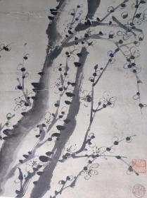 1128号卷轴国画写意花卉梅花 墨梅图 画心尺寸34.5×137cm 作者：金农 乾隆己卯春二月 七十三叟杭郡金农画