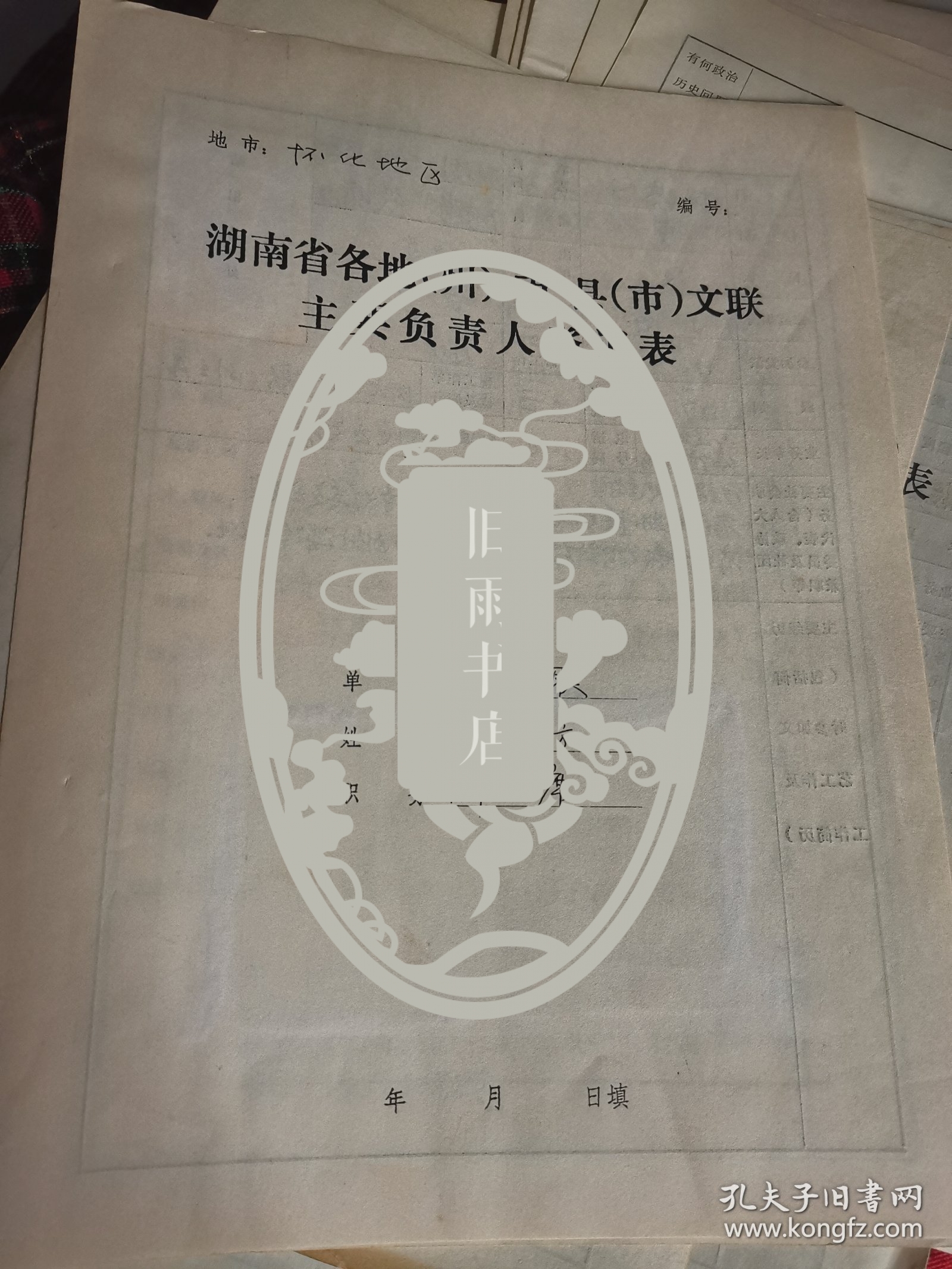 湖南省各地文联主要负责人登记表：怀化地区文联 杨容方