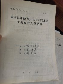 湖南省各地文联主要负责人登记表：黔阳县文联 彭仲夏