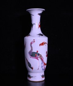 清光绪粉彩百鸟朝凤纹瓶，高30.5×11.5厘米