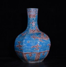 明永乐珐华彩龙纹八棱天球瓶，高30.5×23厘米