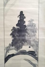 日本回流 日本著名画家寺崎広業弟子 茑谷龙岬（ 蔦谷 竜岬）(1886-1933)  纸本山水 立轴0