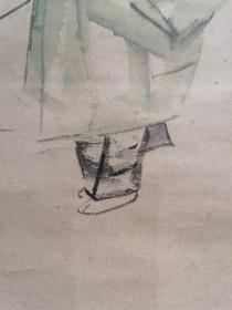 日本回流 日本画家 秦风 松风  《角田川人物图》 （茶挂） 纸本立轴（047）