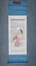 日本回流   静逸《浮世绘人物画》（手绘）纸本立轴（067）