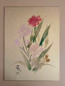 日本回来 日本画家 《鲜花》（手绘） 纸本托片