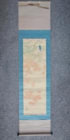 日本回流    蕉雨《花鸟》（手绘）绢本立轴（036）