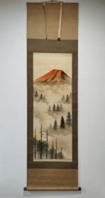 日本回流    秀峰《山水》（手绘）绢本立轴（033）