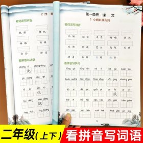 2020小学语文专项组合训练二年级上册部编版/看拼音写字词生字注音近义词反义词多音字同音字形近字木叉教育