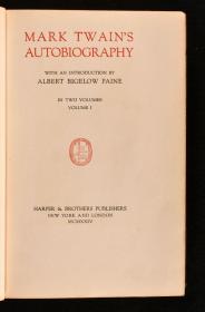 稀缺，马克吐温的自传（2卷全），约1924年出版