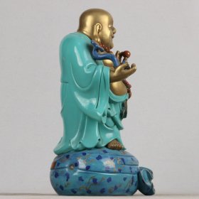 清雍正官窑松石釉鎏金佛