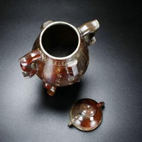 战国汉代和田玉双耳三腿铭文鼎炉