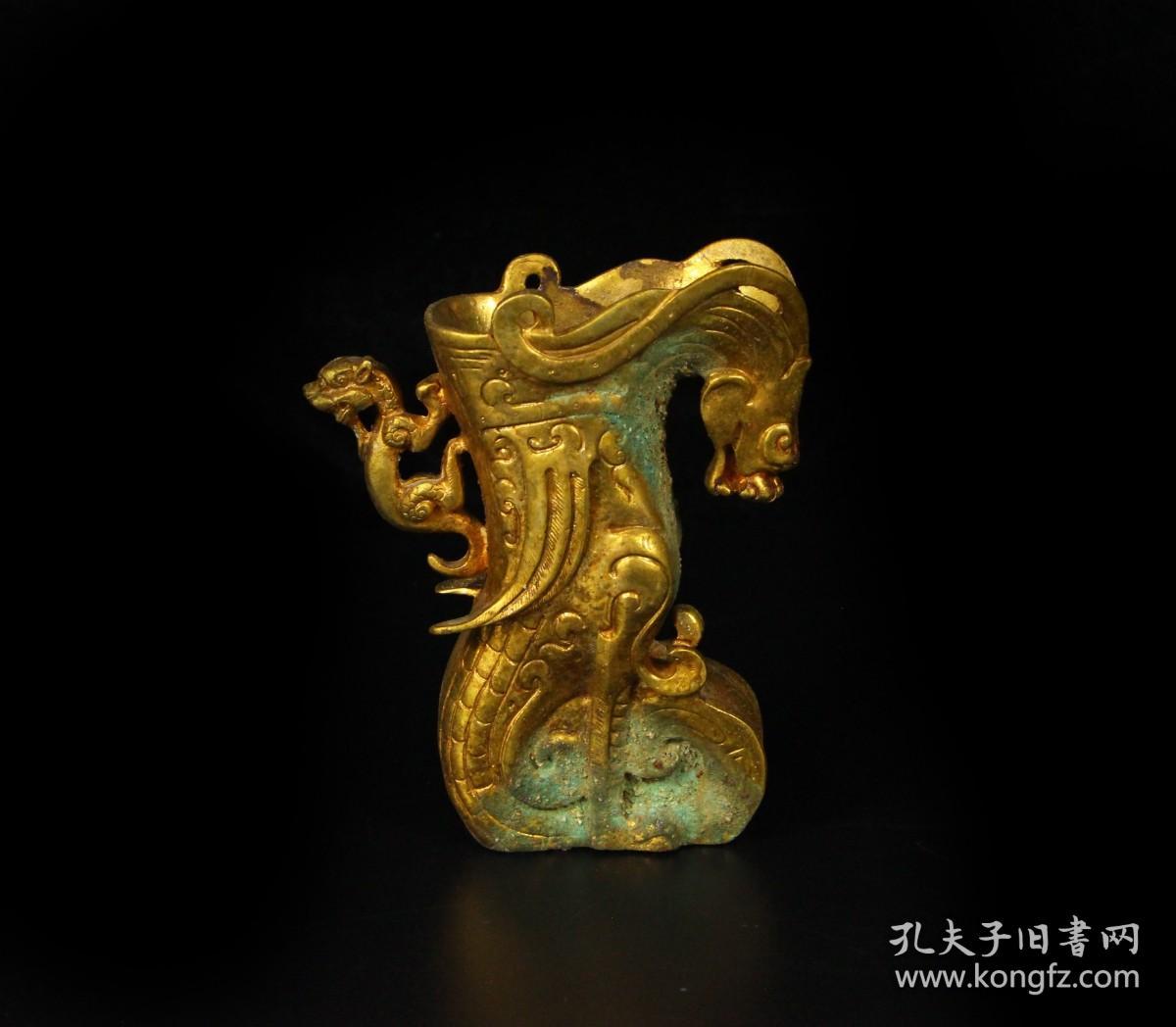 战汉鎏金龙杯