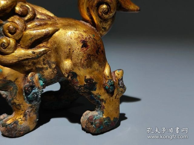 清代鎏金狮形兽