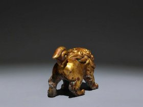 清代鎏金狮形兽