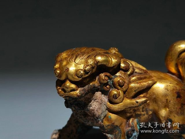 清代鎏金狮形兽