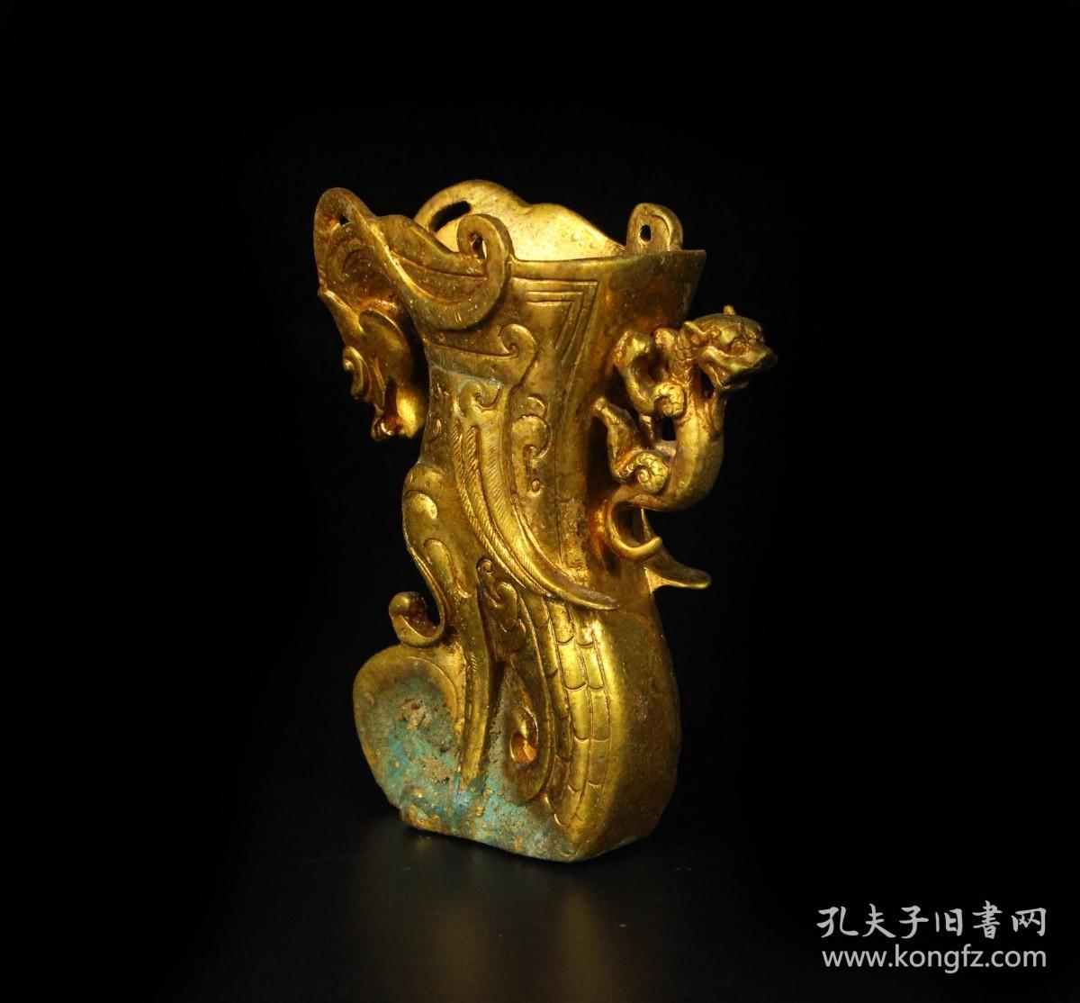 战汉鎏金龙杯