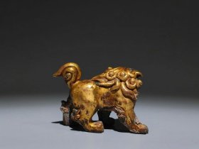 清代鎏金狮形兽