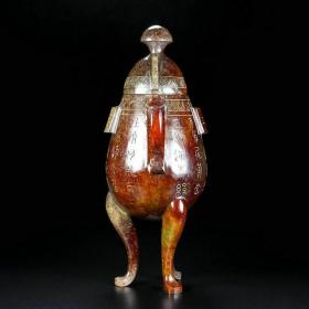 战国汉代和田玉双耳三腿铭文鼎炉