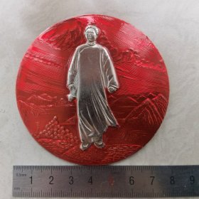 红色纪念收藏毛主席像章胸针徽章包老物件去安源8厘米大号