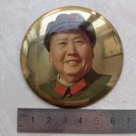 红色纪念收藏**时期毛主席像章胸针徽章马口铁笑眯眯6.6厘米