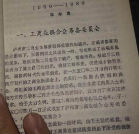 泸州工商史料（2）【邓寿嵩：泸州市工商联筹会和工商业联合会简史。陶道基：解放初期的泸州市工商工作。赵光中供稿：纳溪县造纸厂简史。皮德年：泸州皮仁仁堂药铺。王鹤雏：纳溪金土特产泡糖。毛鸿开 陈中和供稿：梁云程事略。等