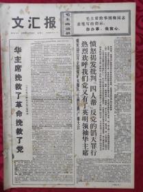 老报纸：文汇报1976年11月20日【4版】【华主席挽救了革命挽救了党】