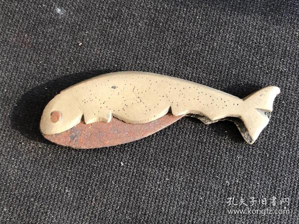 清代刻画鱼型裁纸铜刀