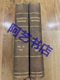 【现货】美国国家地理杂志 National Geographic，1914全年精装合订本2卷，珍贵的历史与地理资料！