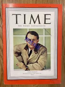 【现货】时代周刊杂志 TIME MAGAZINE，1938年11月7日，封面 “ 乔治·安德烈·马尔罗 ”，法国小说家、艺术理论家和文化事务部长。珍贵的历史资料。