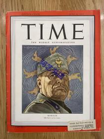 【现货】时代周刊杂志 TIME MAGAZINE，1943年6月21日，封面 “ 意大利总理 - 墨索里尼”。。。珍贵的历史资料。