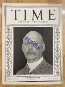 【现货】时代周刊杂志 TIME MAGAZINE，1923年10月22日，封面人物：john wingate weeks，美国的银行家和政治家。珍贵的历史资料。